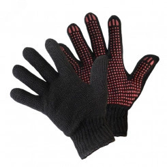 Перчатки вязаные двойные с ПВХ 95 гр, черные