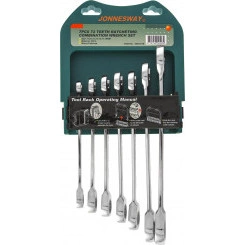 Набор ключей гаечных комбинированных трещоточных на держателе, 10-19 мм, 7 предметов Набор ключей гаечных комбинированных трещоточных на держателе, 10-19 мм, 7 предметов