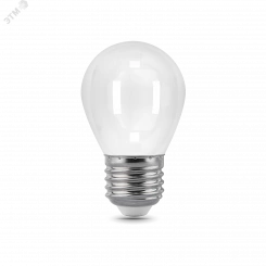Лампа светодиодная LED 5 Вт 420 Лм 2700К теплая Е27 Шар milky Filament Gauss