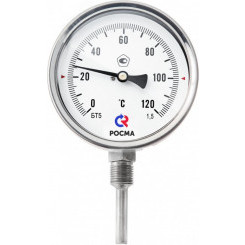 Термометр биметаллический коррозионностойкий радиальный БТ-52.220 0-160С  1/2' 150.кл.1,5
