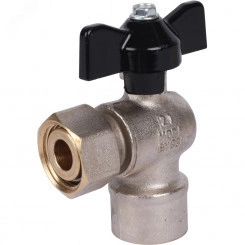Кран шаровой с накидной гайкой угловой, ВР/накидная гайка, ручка бабочка 1/2x1/2 Кран шаровой с накидной гайкой угловой, ВР/накидная гайка, ручка бабочка 1/2x1/2