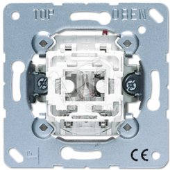 Переключатель контрольный 1-клавишный с подсветкой (лампа в комплекте) (проходной). Механизм. 20A 250V