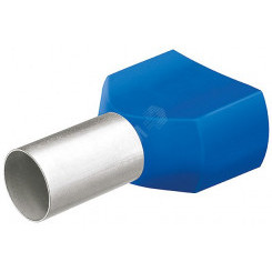 Гильзы сдвоенные контактные с пластиковым изолятором синие 2x1600 мм (AWG 2x5) 25 шт L-29 мм KN-9799378