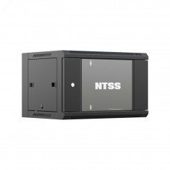 Шкаф настенный телекоммуникационный NTSS W 12U 600х600х635мм, 2 профиля 19, дверь стеклянная, боковые стенки съемные, задняя стенка, разобранный, черный RAL 9005