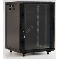 Шкаф настенный 19-дюймовый 15U 775x600х450мм металлическая передняя дверь с замком две боковые панели с возможностью установки на ножки цвет черный (RAL 9004) (разобранный)