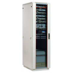 Шкаф телекоммуникационный напольный 42U (600х800) дверь стекло