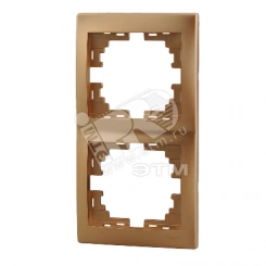 MIRA Рамка 2 поста вертикальная золотой металлик MIRA Рамка 2 поста вертикальная золотой металлик