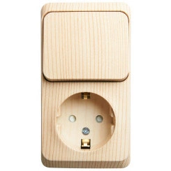 ЭТЮД блок открытой установки Розетка с зеземлением со шторками + Выключатель 1-клавиш., сосна ЭТЮД блок открытой установки Розетка с зеземлением со шторками + Выключатель 1-клавиш., сосна