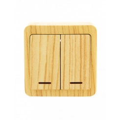 VIOLA Выключатель двойной с подсветкой белёный дуб (12шт/144шт) VIOLA Выключатель двойной с подсветкой белёный дуб (12шт/144шт)