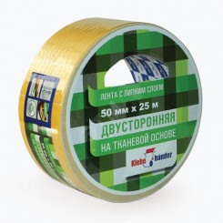 Двусторонняя лента 50мм х 5м ткань в индивидуальной упаковке Klebebander KPV505T/36