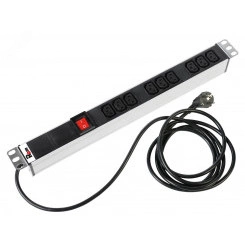 Блок розеток Rem-16 с выключателем 9 IEC 60320 C13 16A 19' шнур 3 м Блок розеток Rem-16 с выключателем 9 IEC 60320 C13 16A 19' шнур 3 м