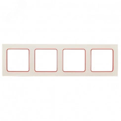 Стокгольм Рамка 4-местная белая с линией цвета красный EKF