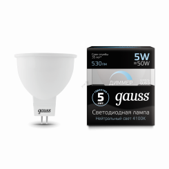 Лампа светодиодная LED 5 Вт 530 Лм 4100К белая GU5.3 MR16 диммируемая Black Gauss