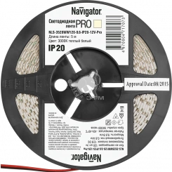 Лента светодиодная LEDх120/м 5м 9.6Вт/м 12В Pro теплый белый
