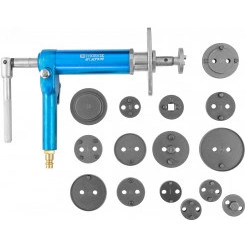 Приспособление с пневматическим приводом для возврата поршней дисковых тормозных механизмов в наборе, 16 предметов Приспособление с пневматическим приводом для возврата поршней дисковых тормозных механизмов в наборе, 16 предметов