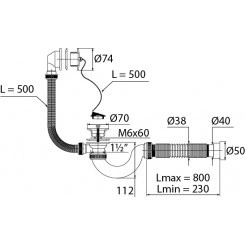Сифон МИНИ ЭЛИТ для ванн с гофротрубой, пластиковые чашки D40/50 Сифон МИНИ ЭЛИТ для ванн с гофротрубой, пластиковые чашки D40/50