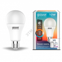 Лампа светодиодная умная LED 10 Вт 1055 Лм 2700-6500К E27 A60 изм.цвет.темп.+диммирование управление по Wi-Fi Smart Home Gauss