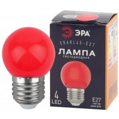 Лампа светодиодная ERARL45-E27 P45 1Вт шар красн. E27 4SMD для белт-лайт ЭРА Б0049575