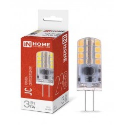 Лампа светодиодная LED-JC 3Вт 12В 4000К нейтр. бел. G4 290лм IN HOME 4690612036021 Лампа светодиодная LED-JC 3Вт 12В 4000К нейтр. бел. G4 290лм IN HOME 4690612036021