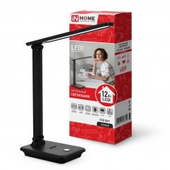 Светильник настольный светодиодный ССО 06Ч 12Вт 600лм сенсор 3 уровня яркости с подставкой под телефон с адаптером черн. IN HOME 4690612036526 Светильник настольный светодиодный ССО 06Ч 12Вт 600лм сенсор 3 уровня яркости с подставкой под телефон с адаптером черн. IN HOME 4690612036526