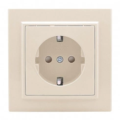 Розетка 1-м СП Минск 16А IP20 с заземл. защ. шторки беж. EKF ERR16-028-200