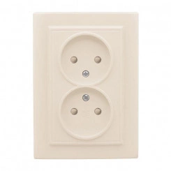 Розетка 2-м СП Минск 10А IP20 без заземл. защ. шторки беж. EKF ERR10-102-200