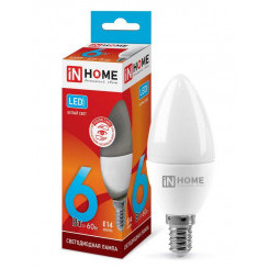 Лампа светодиодная LED-Свеча-VC 6Вт свеча 4000К нейтр. бел. E14 540лм 230В IN HOME 4690612020396