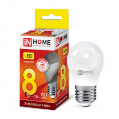 Лампа светодиодная LED-ШАР-VC 8Вт 230В E27 3000К 720лм IN HOME 4690612020563