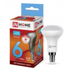 Лампа светодиодная LED-R50-VC 6Вт 4000К нейтр. бел. E14 525лм 230В IN HOME 4690612024264 Лампа светодиодная LED-R50-VC 6Вт 4000К нейтр. бел. E14 525лм 230В IN HOME 4690612024264
