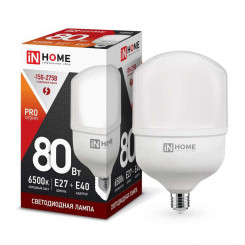 Лампа светодиодная LED-HP-PRO 80Вт 230В 6500К E27 7200Лм с адаптером IN HOME 4690612031149