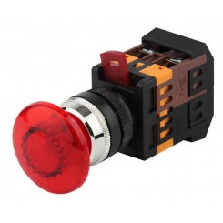 Кнопка AELA-22 "Грибок" d22мм 1з+1р неон/240В BBG20-AELA-K04E красн. ЭРА Б0045630