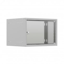 Шкаф настенный телекоммуникационный NTSS LIME 6U 550х600х370мм, 2 профиля 19, дверь стеклянная, боковые стенки несъемные, разобранный, серый RAL 7035