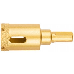 Коронка кольцевая по керамограниту, камню, кафелю и стеклу алмазная, вакуумное спекание 25х65 мм Коронка кольцевая по керамограниту, камню, кафелю и стеклу алмазная, вакуумное спекание 25х65 мм