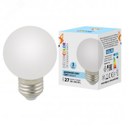 Лампа декоративная светодиодная LED-G60-3W/6000K/E27/FR/С Форма шар матовая. Дневной свет 6000K Картон ТМ Volpe