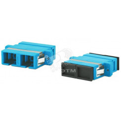 Адаптер оптический проходной SC/UPC-SC/UPC SM duplex корпус пластиковый синие и черные колпачки