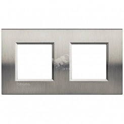 LivingLight Рамка прямоугольная 2 поста Фактурная сталь