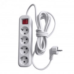 HM03-41-03 Удлинитель 4-местный с/з с выключ., 3x0,75мм2, 3м, 250В, 10А, сер Home (У10А-003), белый