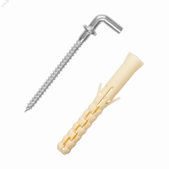 Крюк-шуруп L-образный 4,5х68 оцинкованный, с манжетой (2 шт.) Крюк-шуруп L-образный 4,5х68 оцинкованный, с манжетой (2 шт.)