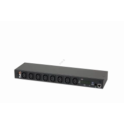 Блок розеток TLK Серия MN (Monitored) 19д 8 розеток C13 макс. нагрузка 16 А шнур питания 3 м. вилка С20 цифровое измерение силы тока на входе счетчик кВт*ч металлический корпус макс. мощность 4000 Вт 432*4445*125 мм цвет черный.