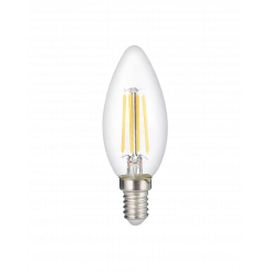 Лампа светодиодная декоративная LED 6w E14 4000K  св еча прозрачная филамент 230/50 Jazzway