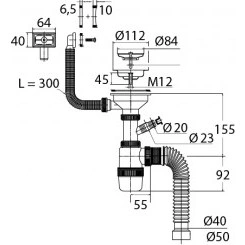 Сифон ЭЛИТ с нержавеющей чашкой D114 мм с переливом с гофротрубой L800 мм 3'1/2 - D40/50 Сифон ЭЛИТ с нержавеющей чашкой D114 мм с переливом с гофротрубой L800 мм 3'1/2 - D40/50