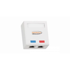 Настенная розетка, 2 порта, Кат.6, RJ45/8P8C, на плате, экраннированный, белая Настенная розетка, 2 порта, Кат.6, RJ45/8P8C, на плате, экраннированный, белая