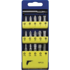 Биты набор 15 шт, CrV 25 мм + адаптер