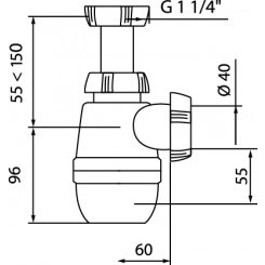 Сифон МИНОР для раковины без выпуска 1'1/4 х 40 мм