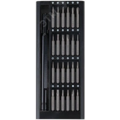 Отвертка с битами для точных работ, 25 шт, сталь S2, алюминиевый кейс, Профи