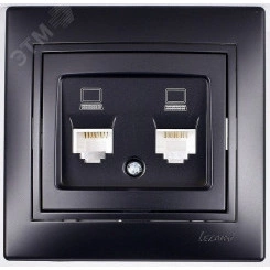 MIRA Розетка компьютерная двойная чёрный бархат со вставкой (10шт/120шт) MIRA Розетка компьютерная двойная чёрный бархат со вставкой (10шт/120шт)