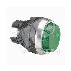 Головка с пружинным возвратом, с подсветкой, с выступающим толкателем, цвет зеленый Головка с пружинным возвратом, с подсветкой, с выступающим толкателем, цвет зеленый