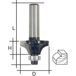 Фреза кромочная профильная c нижним подшипником, DxHxL = 20 х 8 х 48 мм