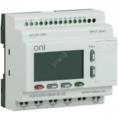 Программируемое логическое реле ONI. Расширяемая версия. Со встроенным экраном. 10 дискретных входов (6 как 0-10В, 4 до 60кГц), 4 релейных выхода. Встроенный RS485. Напряжение питания 24В DC Программируемое логическое реле ONI. Расширяемая версия. Со встроенным экраном. 10 дискретных входов (6 как 0-10В, 4 до 60кГц), 4 релейных выхода. Встроенный RS485. Напряжение питания 24В DC