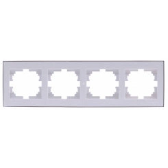 RAIN Рамка 4 поста горизонтальная белая с боковой вставкой хром RAIN Рамка 4 поста горизонтальная белая с боковой вставкой хром
